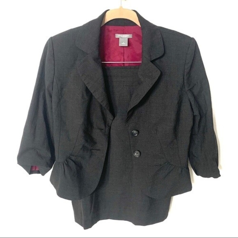 ANN TAYLOR | 2 piece dark grey jacket skirt